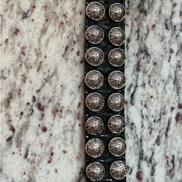 1980s Medusa Head Black leather and Silver VERSACE VIBES - Picture 4 of 7